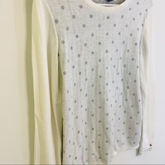 Tommy Hilfiger White Grey Polka Dot Sweater - Picture 5 of 10